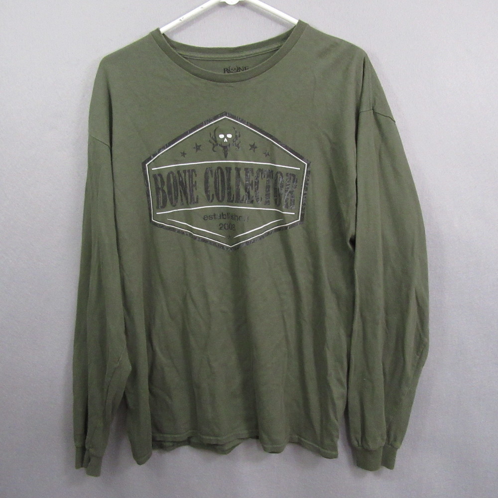 Bone Collector Mens Long Sleeve T Shirt XL Green Graphic Print‎ Tee